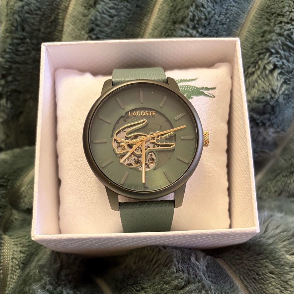 Lacoste Men's Watch with Green and Gold Accents